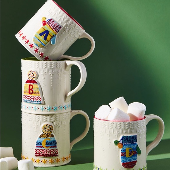 Anthropologie Bundle Up Monogram Holiday Mug "S”NWT - Picture 1 of 4